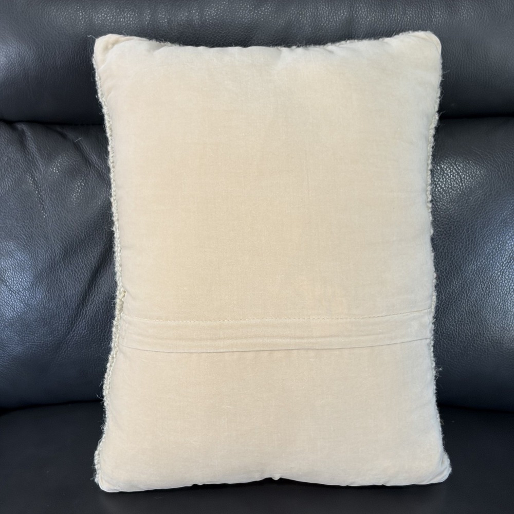 Halloween Wool Hooked Pillow Black Cat And Pumpkin with Velveteen Back - Picture 2 of 4